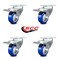 Service Caster 3 Inch Blue Polyurethane Swivel Top Plate Caster Set with Total Lock Brake SCC SCC-TTL20S314-PPUB-BLUE-4 - alternate 2